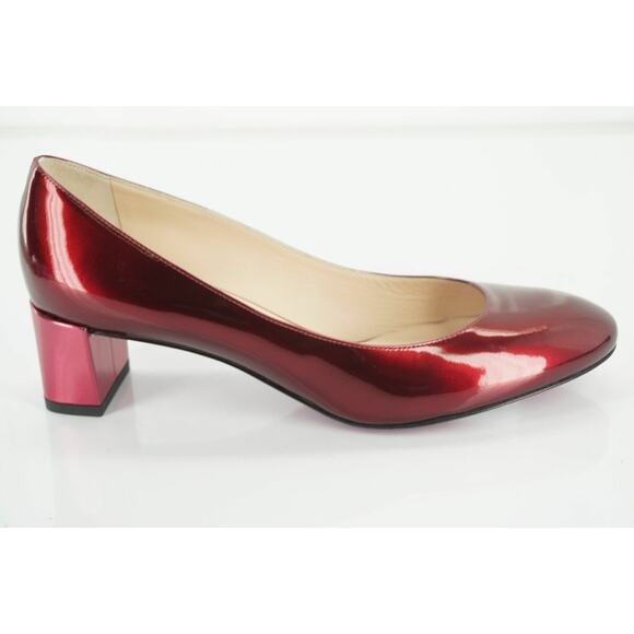 Fendi Eloise Metallic Red Patent Block Heels Pumps Size 36.5 New $700 - Picture 1 of 11